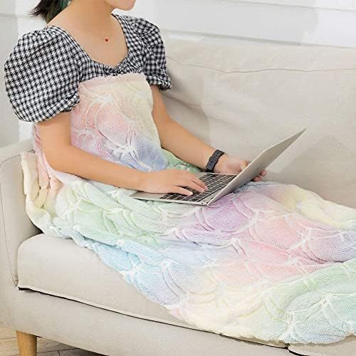  [아마존베스트]MeMoreCool Mermaid Scales Glow in The Dark Throw Blanket - Cozy Plush Blanket for Baby Kids Girls Women, Glowing Colorful Blankets for Mermaid Fans, Birthday Gift, 50x60 Inches, Machine Washa