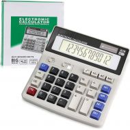 MeTo Calculator, Calculators Large Display and Buttons, Solar Battery Dual Power, Big Button 12 Digit Large LCD Display