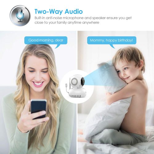  MeaMae Care WiFi Baby Monitor with Camera and Audio - Lullaby Player, Home Security WiFi Camera for NannyElderPet with 2-Way Audio, Night Vision, Motion & Temperature Sensors, PanTitle iOS