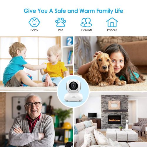  MeaMae Care WiFi Baby Monitor with Camera and Audio - Lullaby Player, Home Security WiFi Camera for NannyElderPet with 2-Way Audio, Night Vision, Motion & Temperature Sensors, PanTitle iOS