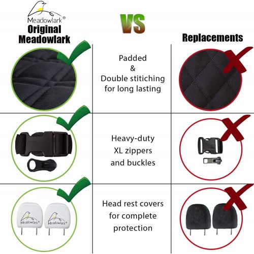  [아마존 핫딜] [아마존핫딜]Meadowlark Dog Seat Covers Unique Design & Full Car Protection-Doors,Headrests & Backseat. Extra Durable Zippered Side Flap, Waterproof Pet Seat Cover + Seat Belt & 2 Headrest Prot