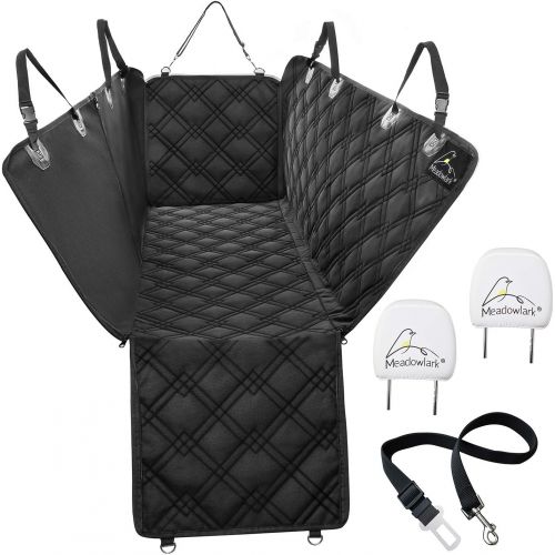  [아마존 핫딜] [아마존핫딜]Meadowlark Dog Seat Covers Unique Design & Full Car Protection-Doors,Headrests & Backseat. Extra Durable Zippered Side Flap, Waterproof Pet Seat Cover + Seat Belt & 2 Headrest Prot