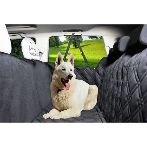  Meadowlark Dog Seat Covers Unique Design & Full Car Protection-Doors,Headrests & Backseat. Extra Durable Zippered Side Flap, Waterproof Pet Seat Cover + Seat Belt & 2 Headrest Prot