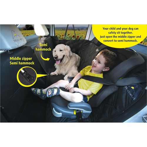  Meadowlark Dog Seat Covers Unique Design & Full Car Protection-Doors,Headrests & Backseat. Extra Durable Zippered Side Flap, Waterproof Pet Seat Cover + Seat Belt & 2 Headrest Prot