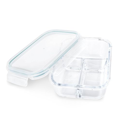  MealPrep [3-Pack] Glass Meal Prep Containers 3 Compartment - Glass Food Storage Containers - Glass Storage Containers with Lids - Divided Glass Lunch Containers Food Container - Bento Box G