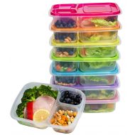 Mealcon 7 Pack Bento Lunch Box Containers-Meal Prep Containers-2 Compartment Snack Box-Microwave,Dishwasher Safe,Reusable Food Containers