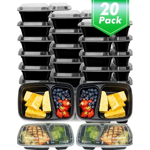  Mealcon Meal Prep Containers 20 Pack Food Prep Storage Containers with Lids,Rectangular Plastic Bento Lunch Box,Microwave,Dishwasher,Freezer Safe