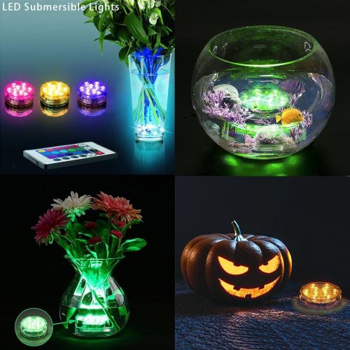  Meanhoo Submersible Led Lights with Remote, 4 Pcs 16 Colors Waterproof Underwater Led Light for Swimming Pool, Garden, Halloween, Fountain, Pond