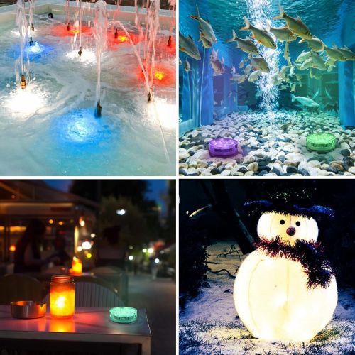  Meanhoo Submersible Led Lights with Remote, 4 Pcs 16 Colors Waterproof Underwater Led Light for Swimming Pool, Garden, Halloween, Fountain, Pond