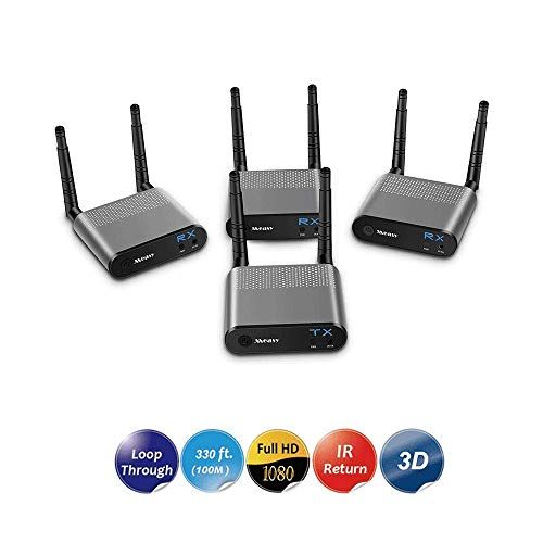 Measy Audio Video Transmitter MEASY WiFi 2.4GHZ5.8GHZ Wireless HDMI Transmitter 1 x 3 Receiver AIR PRO3 + HDMI Cables with IR Remote 100m