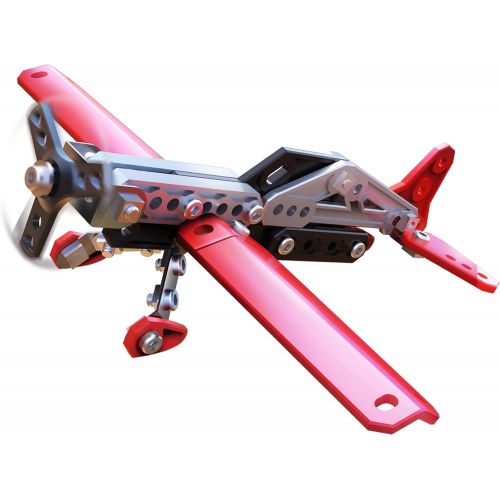  Erector by Meccano, 2-in-1 Stunt Plane Model Building Kit, 78 Pieces, For Ages 8 and up, STEM Construction Education Toy