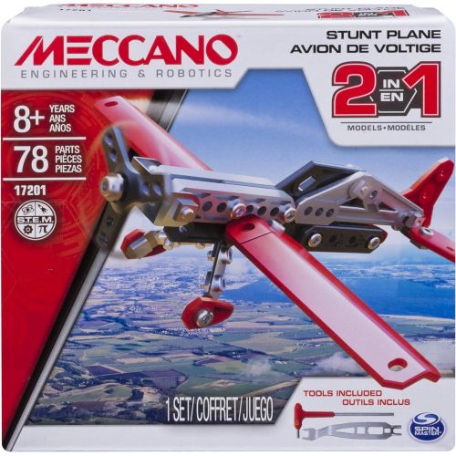  Erector by Meccano, 2-in-1 Stunt Plane Model Building Kit, 78 Pieces, For Ages 8 and up, STEM Construction Education Toy