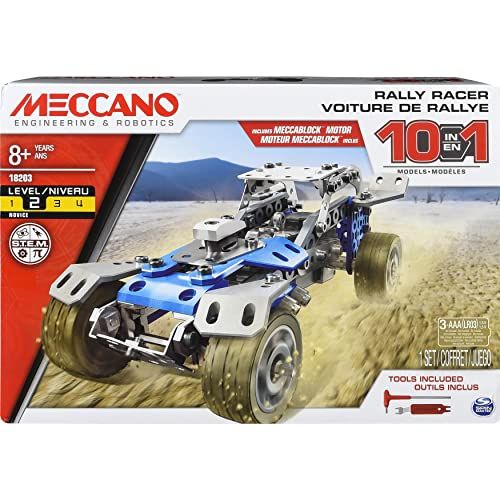  Erector by Meccano 10 in 1 Rally Racer Model Vehicle Building Kit, STEM Education Toy for Ages 8 & up