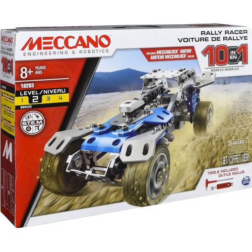  Erector by Meccano 10 in 1 Rally Racer Model Vehicle Building Kit, STEM Education Toy for Ages 8 & up