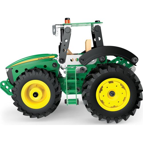  Meccano Erector John Deere 8R Tractor Building Kit with Working Wheels, STEM Engineering Education Toy for Ages 10 & Up