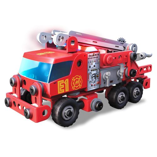  Meccano Junior - Rescue Fire Truck with Lights and Sounds Model Building Set, 163 Pieces, For Ages 5+, STEM Construction Education Toy