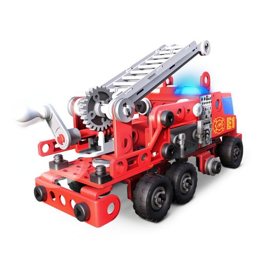  Meccano Junior - Rescue Fire Truck with Lights and Sounds Model Building Set, 163 Pieces, For Ages 5+, STEM Construction Education Toy