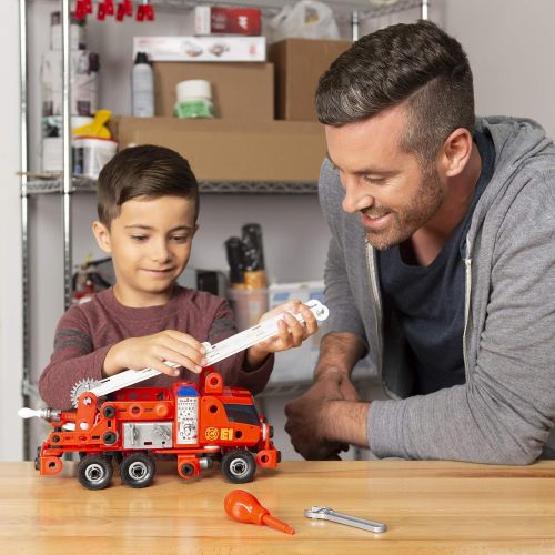  Meccano Junior - Rescue Fire Truck with Lights and Sounds Model Building Set, 163 Pieces, For Ages 5+, STEM Construction Education Toy