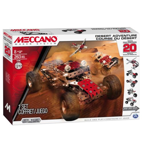  Meccano Desert Adventure Set, 20 Model Building Set, 260 Pieces, For Ages 8+, STEM Construction Education Toy