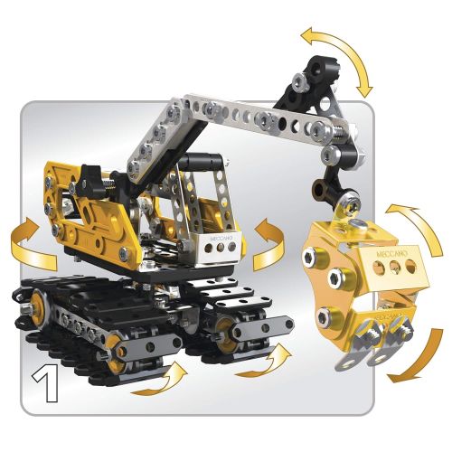  Meccano, 2-in-1 Model Set, Excavator and Bulldozer