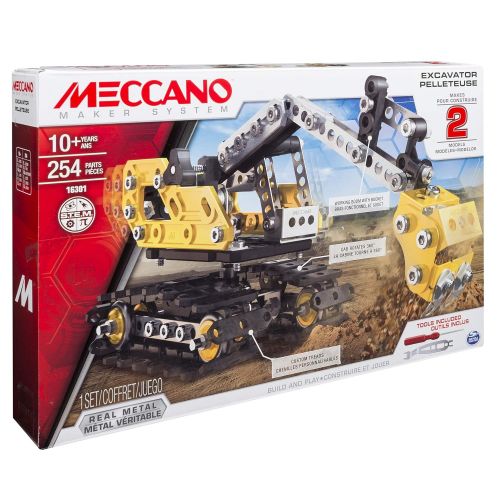  Meccano, 2-in-1 Model Set, Excavator and Bulldozer