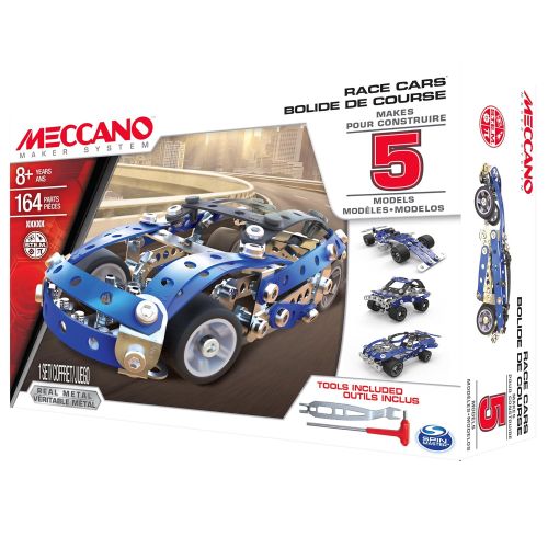  Meccano Erector, 5 Model Building Set - Race Cars, 164 Pieces, for Ages 8 and up, STEM Construction Education Toy