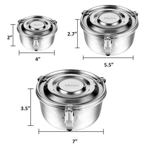  Mecete Enhanced Stainless Steel Food Storage Containers 304 New Clips - Leak-Proof, Airtight, Smell-Proof - Perfect For Camping Trips, Lunches, Leftovers, Soups, Salads & More (Set