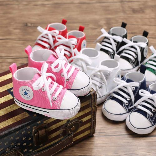  Meckior Save Beautiful Baby Girls Boys Canvas Sneakers Soft Sole High-Top Ankle Infant First Walkers Crib Shoes