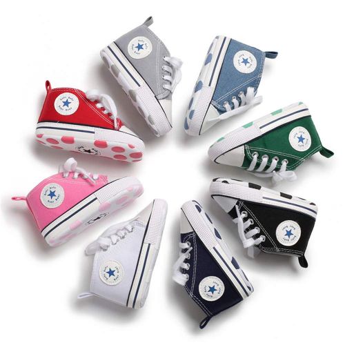  Meckior Save Beautiful Baby Girls Boys Canvas Sneakers Soft Sole High-Top Ankle Infant First Walkers Crib Shoes