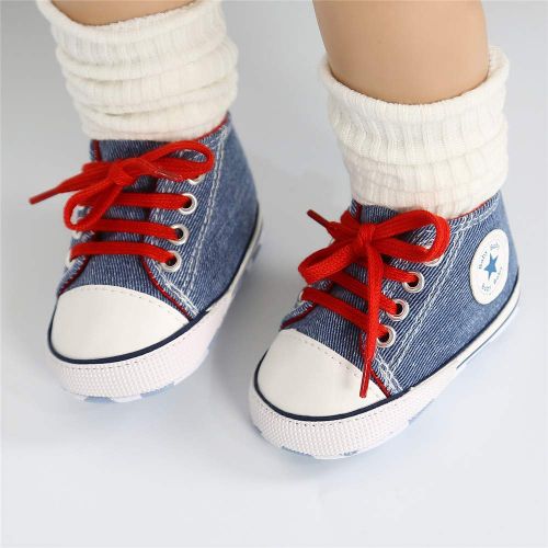  Meckior Save Beautiful Baby Girls Boys Canvas Sneakers Soft Sole High-Top Ankle Infant First Walkers Crib Shoes