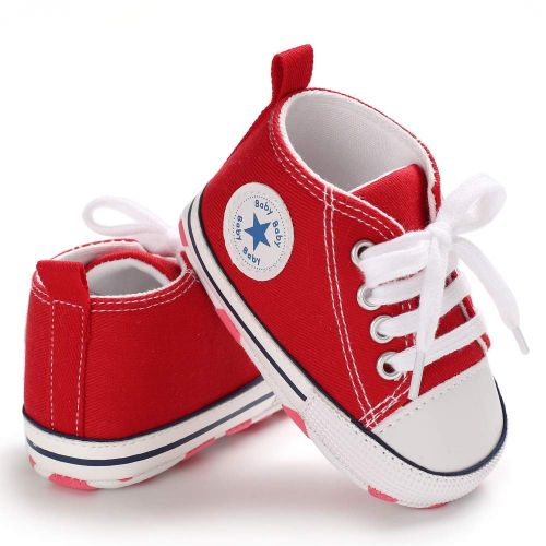  Meckior Save Beautiful Baby Girls Boys Canvas Sneakers Soft Sole High-Top Ankle Infant First Walkers Crib Shoes