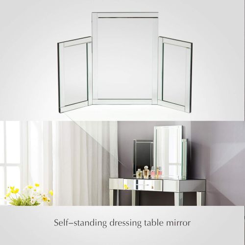  Mecor Tri-fold Vanity Mirror Makeup Tabletop 31.5x 21 Dressing Cosmetic Mirror with Beveled Edge