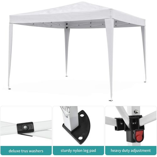  Mecor 10 x 10 Pop Up Canopy Tent, Outdoor Portable Canopy Adjustable Height with Carrying Bag, Waterproof Gazebo for Party, Wedding, Outside Events, White