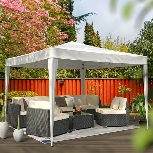  Mecor 10 x 10 Pop Up Canopy Tent, Outdoor Portable Canopy Adjustable Height with Carrying Bag, Waterproof Gazebo for Party, Wedding, Outside Events, White