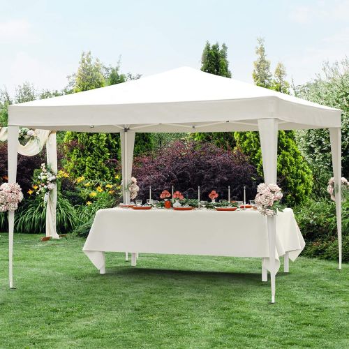  Mecor 10 x 10 Pop Up Canopy Tent, Outdoor Portable Canopy Adjustable Height with Carrying Bag, Waterproof Gazebo for Party, Wedding, Outside Events, White