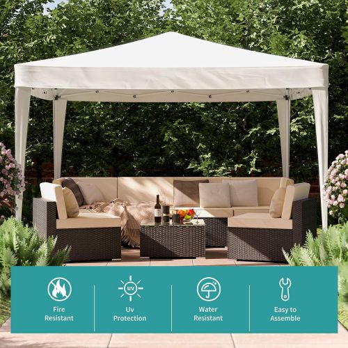  Mecor 10 x 10 Pop Up Canopy Tent, Outdoor Portable Canopy Adjustable Height with Carrying Bag, Waterproof Gazebo for Party, Wedding, Outside Events, White