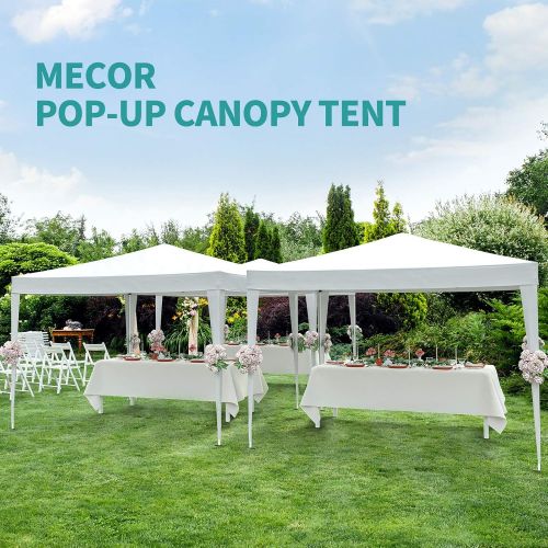  Mecor 10 x 10 Pop Up Canopy Tent, Outdoor Portable Canopy Adjustable Height with Carrying Bag, Waterproof Gazebo for Party, Wedding, Outside Events, White