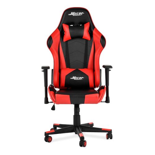  Mecor Gaming Chair Game Racing Ergonomic PU Leather Office Computer Desk Swivel Chair, Backrest Handrail and Seat Height Adjustment with Headrest and Lumbar Support,(Red)