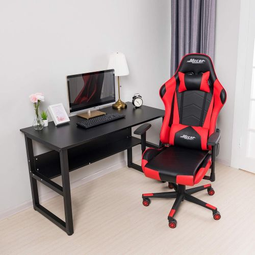  Mecor Gaming Chair Game Racing Ergonomic PU Leather Office Computer Desk Swivel Chair, Backrest Handrail and Seat Height Adjustment with Headrest and Lumbar Support,(Red)