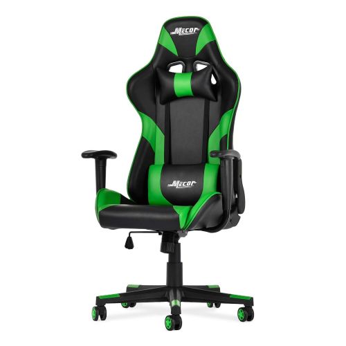  Mecor Gaming Chair Game Racing Ergonomic PU Leather Office Computer Desk Swivel Chair,Backrest and Seat Height Adjustment with Headrest and Lumbar Support,(Green)