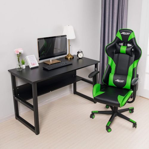  Mecor Gaming Chair Game Racing Ergonomic PU Leather Office Computer Desk Swivel Chair,Backrest and Seat Height Adjustment with Headrest and Lumbar Support,(Green)