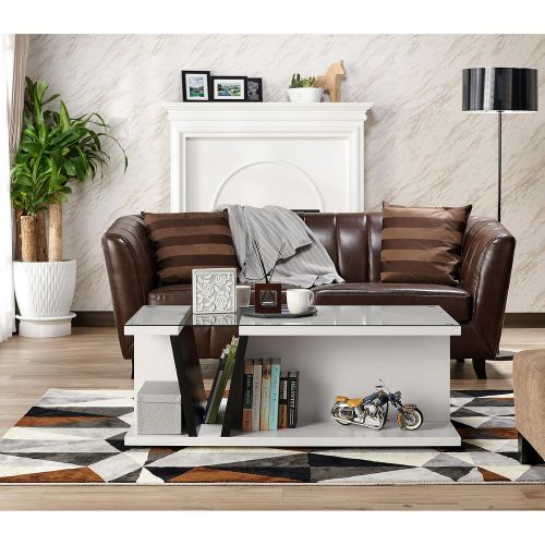  Mecor 247SHOPATHOME IDI-171995CT Filia Coffee Table, White/Black