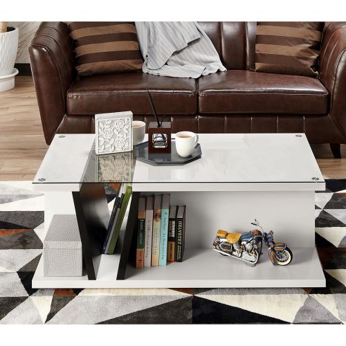  Mecor 247SHOPATHOME IDI-171995CT Filia Coffee Table, White/Black