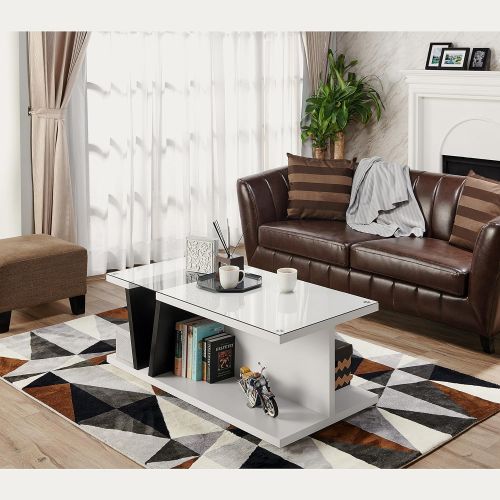  Mecor 247SHOPATHOME IDI-171995CT Filia Coffee Table, White/Black