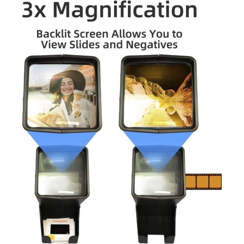  [아마존베스트]Medalight Slide Viewer for 35mm Film Strip, Desk Top Portable LED Lighted Viewing-for Positive Film Negatives,3X Magnification,Battery Operation(USB Power Cable Included)