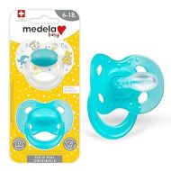 Medela Baby Pacifier | 6-18 Months | BPA-Free | Lightweight & Orthodontic | 2-Pack | Turquoise Blue and White with Baby Animals