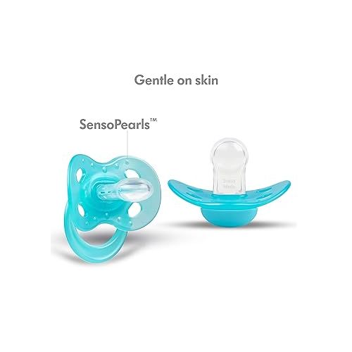 메델라 Medela Baby Pacifier | 6-18 Months | BPA-Free | Lightweight & Orthodontic | 2-Pack | Turquoise Blue and White with Baby Animals