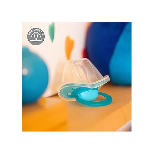 메델라 Medela Baby Pacifier | 6-18 Months | BPA-Free | Lightweight & Orthodontic | 2-Pack | Turquoise Blue and White with Baby Animals