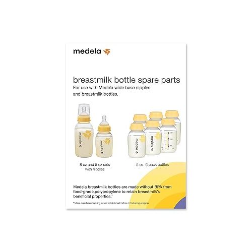 메델라 Medela Spare Parts for Breast Milk Bottles, Extra Caps, Lids, Collars, and Discs, Includes Convenient Mesh Bag for Easy Washing, Bottle Spare Parts Made Without BPA