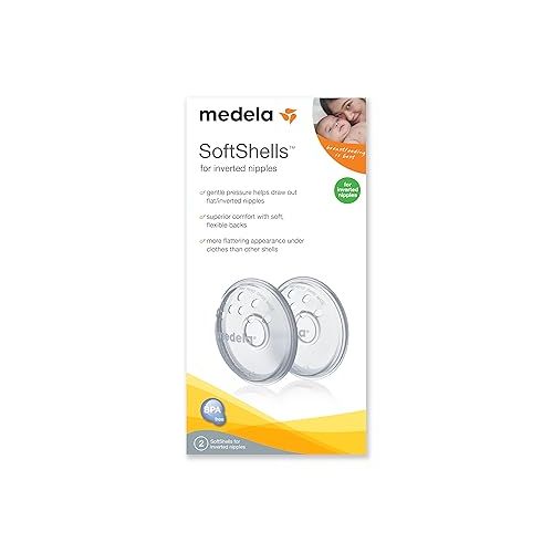 메델라 Medela SoftShells Breast Shells for Flat or Inverted Nipples, Discreet Breast Shells for Your Unique Body, Flexible and Easy to Wear, Made without BPA